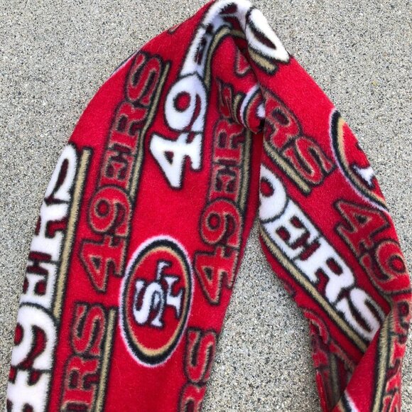 Vintage San Francisco 49ers Fleece Scarf Neck Tie Red NFL Red - Picture 2 of 5